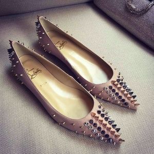 CHRISTIAN LOUBOUTIN® STUD NAIL NEUTRAL FLATS 39